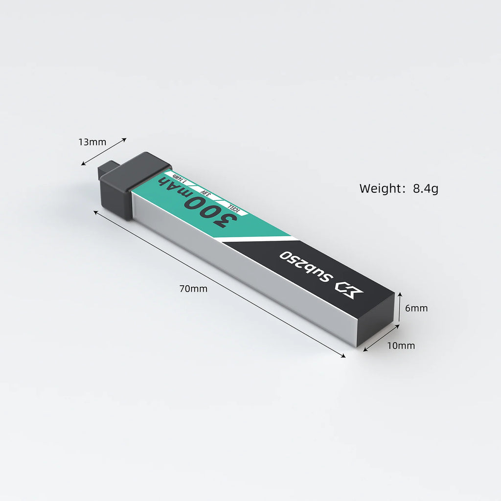 Sub250 1S 300mAh 75 C Battery (5 Pack)