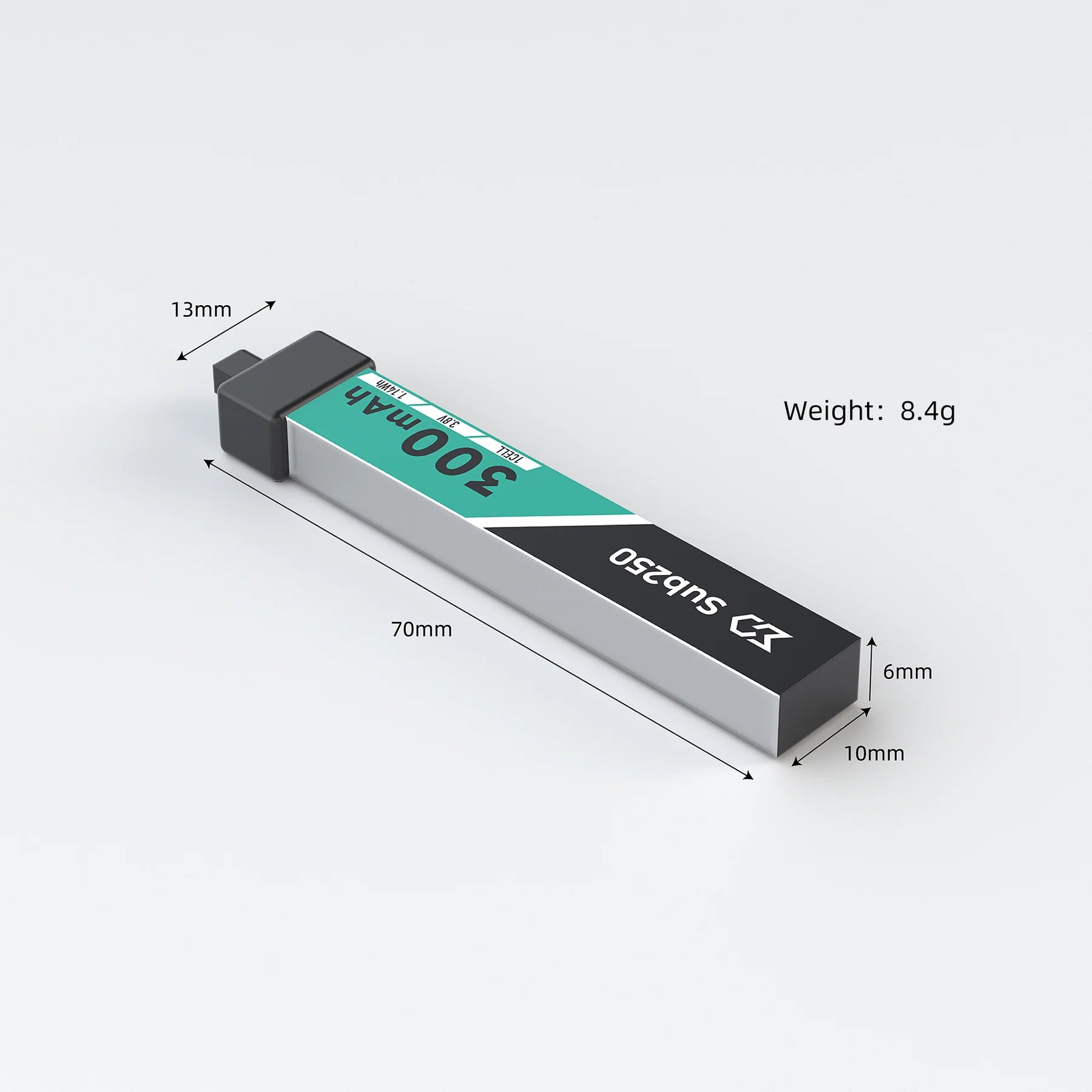 Sub250 1S 300mAh 75 C Battery (5 Pack)