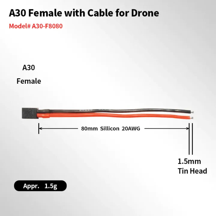 Flywoo - A30-F 80MM 20AWG PIGTAIL - 5 PACK