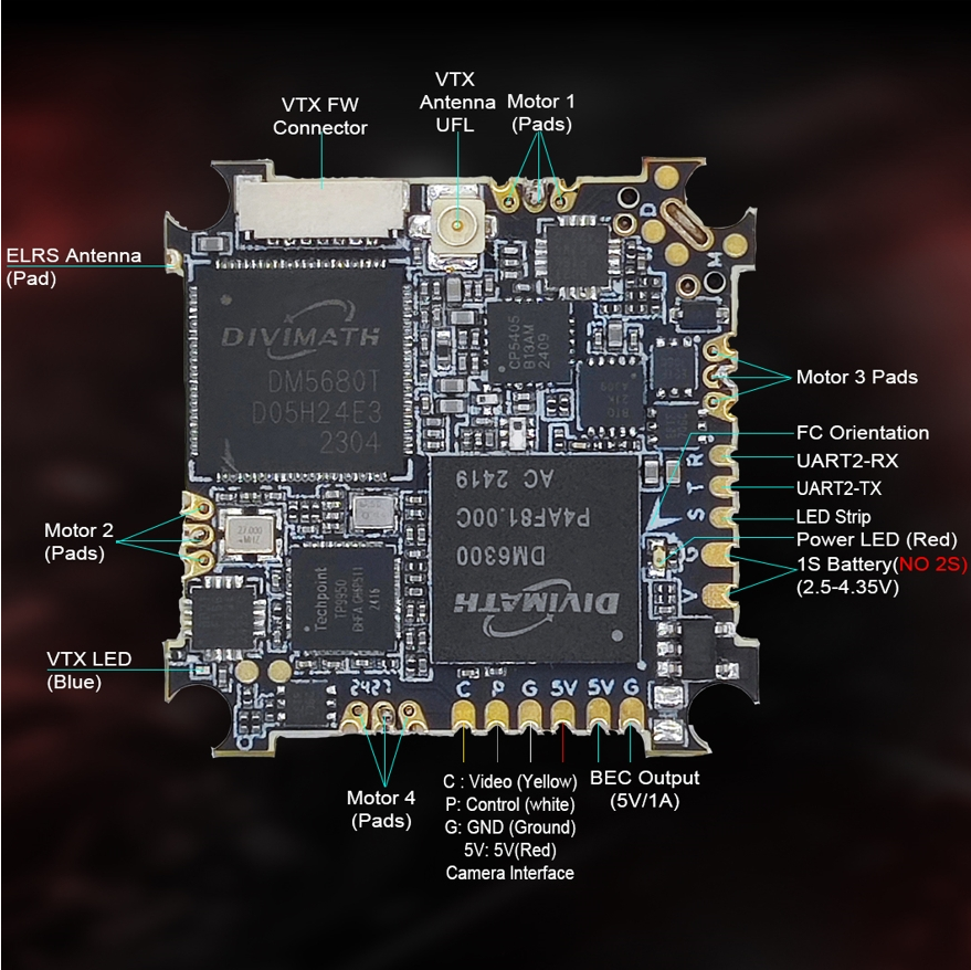 HDZero AIO5 - All in 1 HDZero 1S Whoop Flight Controller
