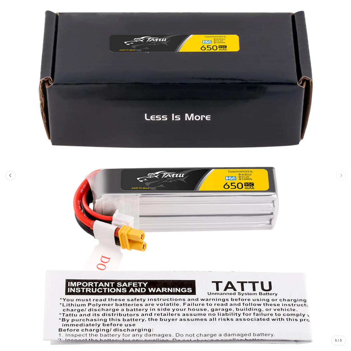 Tattu Lipo 650mAh 95C 4S1P 15.2V HV XT30U-F Long-Pack