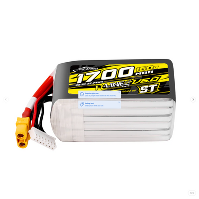 Tattu R-Line 1700mAh 160C 22.2V 6S1P Lipo Battery Pack with XT60 Plug [ST]