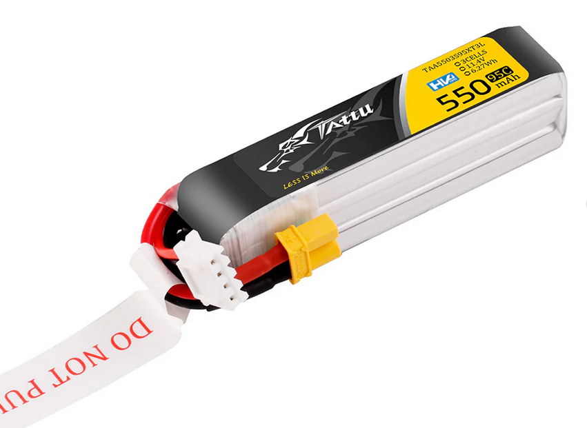 Tattu 3s 550mAh 95C 11.4V HV Lipo Battery with XT30 Plug Long-Pack